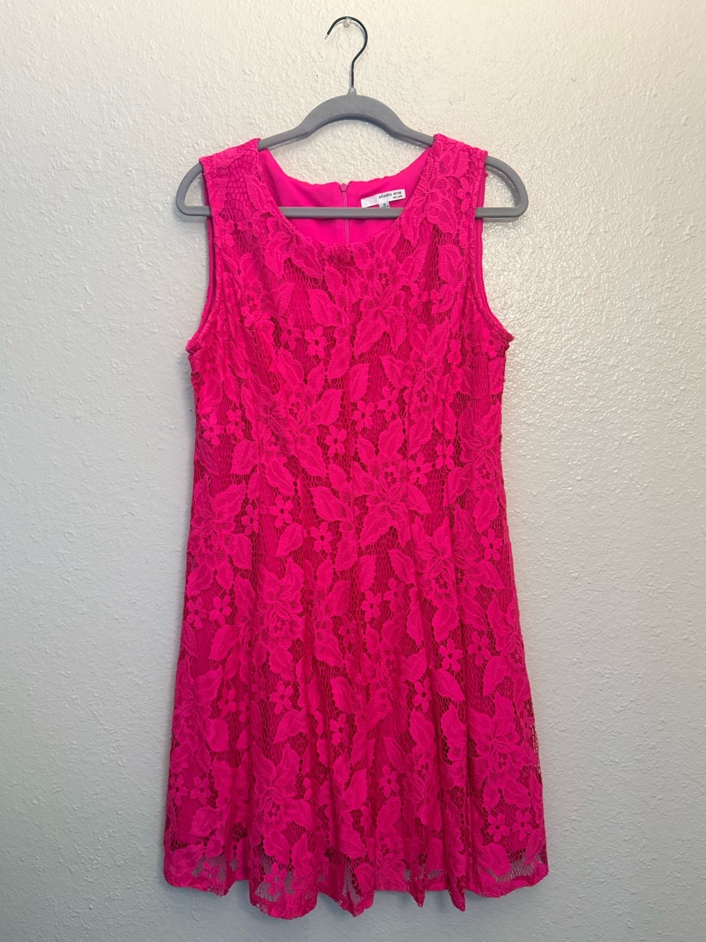 Studio One Hot Pink Lace A-Line Mini Dress